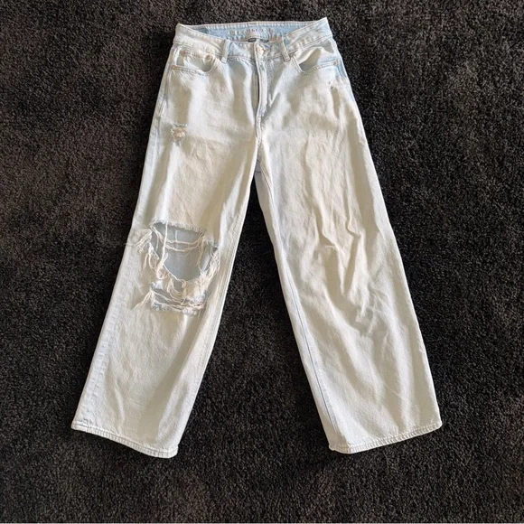 American Eagle Super High Rise Baggy Wide
Leg Ankle Jeans Strigid Denim Size 2 - Picture 3 of 13